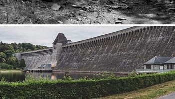 Pada Mei 1943, sekutu menjatuhkan bom pemantul yang dikembangkan secara khusus pada bendungan tertentu di pusat industri Jerman. Bendungan Möhne adalah yang paling parah terkena dampaknya dan 1.600 warga sipil tewas dalam banjir. Serangan tersebut didramatisir oleh The Dam Busters (1955). (Foto: Boredpanda)