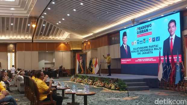 Ahmad Zaki saat hadiri acara silaturahmi Partai Koalisi Indonesia Maju (KIM) DKI Jakarta pada Minggu (5/11/2023).