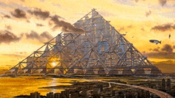 Shimizu Megacity Pyramid. Bangunan piramida ini rencananya dibangun di Jepang pada 2004. Ide pembangunannya sungguh gila karena konon 12 kali lipat lebih besar dari piramida di Giza yang mampu ditinggali 750 ribu warga. Proyek ini tidak direalisasikan karena belum ditemukan material yang cocok sebagai fondasi, yaitu material yang ringan namun super kuat. Foto: Pinterest via CNN