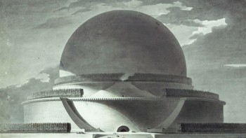 Cenotaph to Newton. Arsitek Prancis Etienne-Louis Boullee pada tahun 1784 menyusun rencana membuat cenotaph megah setinggi 150m. Di dalamnya akan ada ruang kosong, dengan lubang-lubang kecil di cangkang bangunan yang memetakan konstelasi bintang dan planet-planet, bertindak sebagai planetarium yang luas. Meskipun tidak pernah dibuat, konsep tersebut sangat populer, dan salinannya saat ini disimpan di Bibliotheque Nationale de France. Foto: Bibliothèque nationale de France via CNN