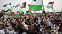 Presiden Jokowi bahkan menegaskan RI akan terus bersama berjuang mendukung Palestina. (Agung Pambudhy/detikcom)