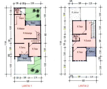 Desain rumah simpel 3 kamar.