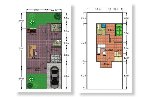 Desain rumah simpel 3 kamar.