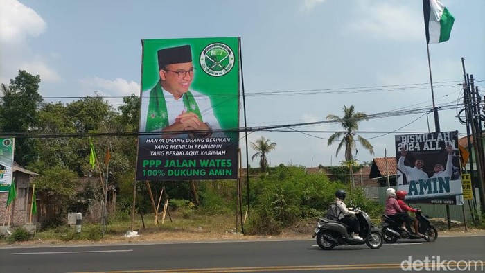 Ini Faktanya. Penampakan baliho PPP Jalan Wates dukung AMIN di Sleman. Foto diunggah Senin (6/11/2023).