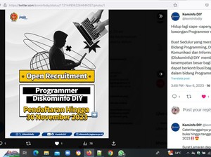 Kominfo DIY Buka Loker Programmer, Catat Infonya Dab! Kominfo DIY Buka Loker Programmer, Catat Infonya Dab!