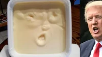 Penampakan aneh ditemukan seorang netizen ketika membuka margarinnya. Menurutnya, margarin ini mirip wajah Donald Trump. Foto: The Sun