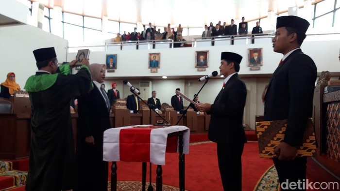 Pelantikan dan pengucapan sumpah/janji PAW anggota DPRD Boyolali dari Fraksi Gerindra, Selasa (7/11/2023).