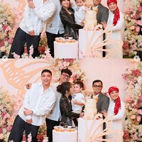 Didekorasi cantik dengan berbagai bunga yang didominasi warna dusty pink, terlihat keluarga Fuji hadir dan ikut memeriahkan acara. Tak ketinggalan keponakannya, Gala Sky juga tampak ikut dan berpose bersama. Foto: Instagram/@fuji_an