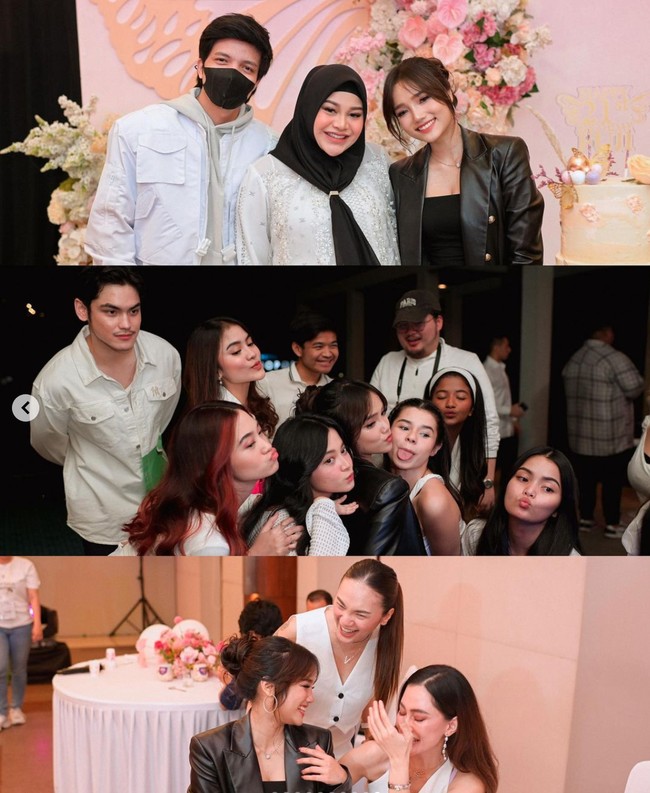 Acara ulang tahunnya itu juga dimeriahkan dengan kehadiran para rekan artis dan kerabatnya. Dari antara tamu undangan yang hadir terlihat Atta Halilintar dan Aurel Hermansyah yang juga hadir dan berpose bersama Fuji. Foto: Instagram/@fuji_an