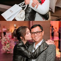 Fuji berpose bersama ayah dan ibunya. Memeluk Fuji, sang ibunda, Dewi Zuhriati tampak begitu bahagia. Sementara ketika berpose bersama ayahnya, Frans Faisal, Fuji tampak mengecup pipi ayahnya tersebut. Foto: Instagram/@fuji_an