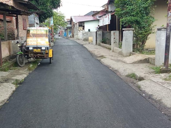 Kondisi Jalan Langgar di Medan Polonia yang sudah mulus. (Muthi Nur Hanifah/detikSumut)