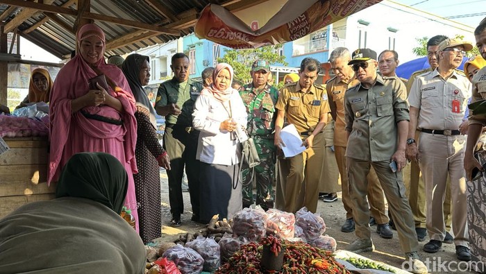 Pj Bupati Bone memantau harga cabai di pasar. Agung Pramono/detikSulsel