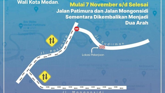 Rekayasa lalu lintas di Medan. (Instagram Pemko Medan)
