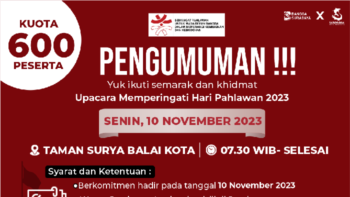 Upacara Hari Pahlawan 2023 di Balai Kota Surabaya
