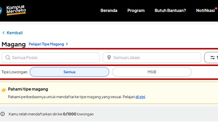 Cara mendafatar dan melamar lowongan magang MSIB Batch 6