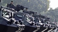 Sejumlah kendaraan rantis milik TNI AD juga dihadirkan dalam apel Pengamanan Pemilu 2024.  