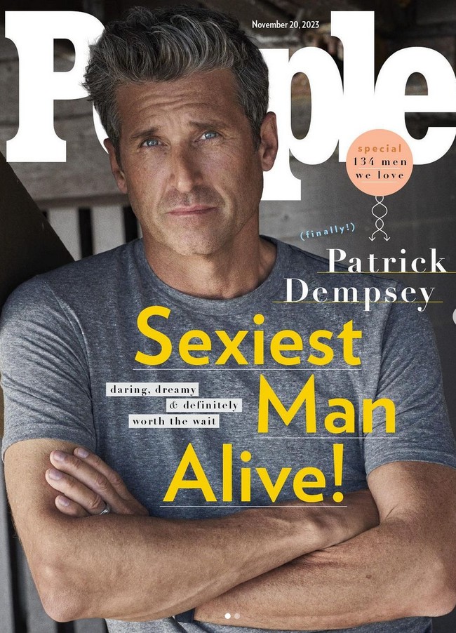 Majalah People memilihnya sebagai Sexiest Man Alive 2023, 20 tahun setelah penampilannya yang memukau di serial ‘Grey’s Anatomy’. Foto: Instagram/@people @patrickdempsey