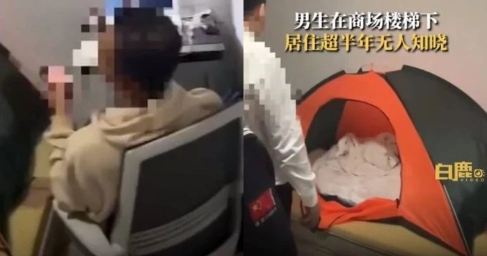 pemuda di china tinggal di bawah tangga mal