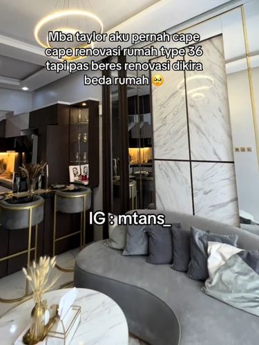 Renovasi rumah tipe 36 hasilnya estetis dan tampil mewah dikira beda rumah, viral di TikTok.