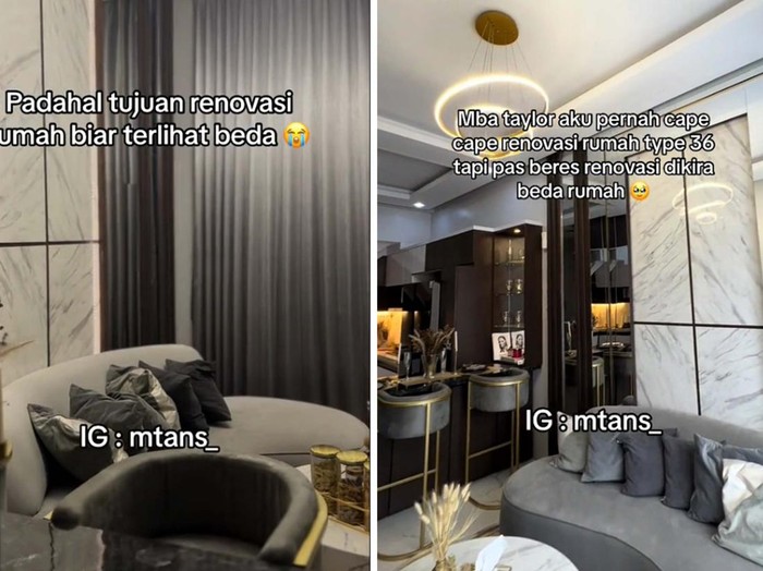 Renovasi rumah tipe 36 hasilnya estetis dan tampil mewah dikira beda rumah, viral di TikTok.