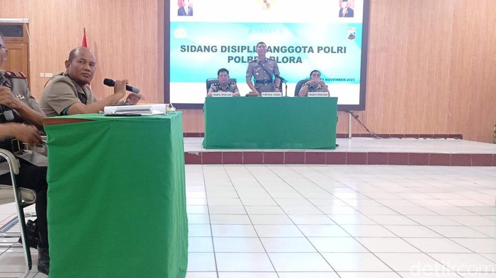 Sidang disiplin di Polres Blora terhadap polisi yang memanggil tetangganya dengan sebutan genderuwo, Rabu (8/11/2023).