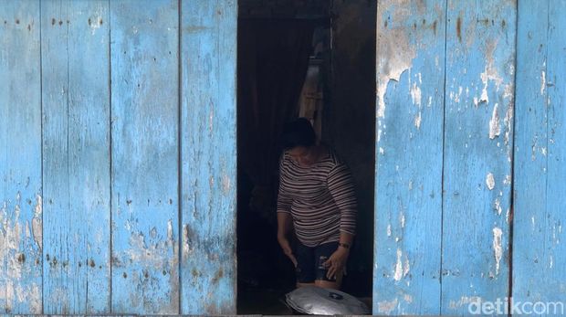 Banjir Rob di Belawan. (Raja Malo Sinaga/detikSumut)