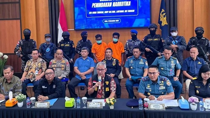 Konferensi pers kasus 2 WNA Filipina membawa 23 Kg sabu ke Bulungan ditangkap aparat gabungan. Dokumen Istimewa