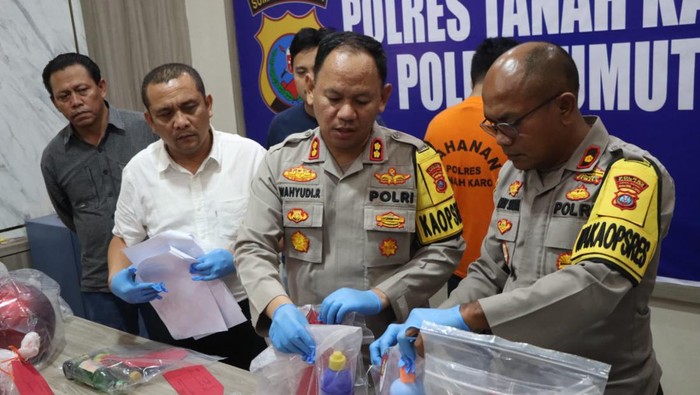 Pengungkapan kasus pembunuhan wanita di Karo. (Dok Polres Tanah Karo)