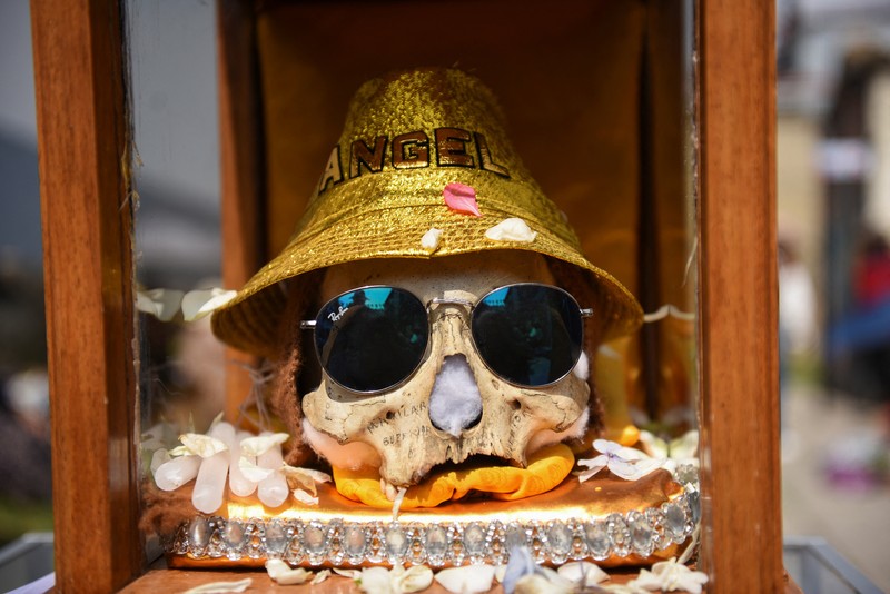 Believers gather at La Paz's main cemetery to celebrate the Day of Skulls or 