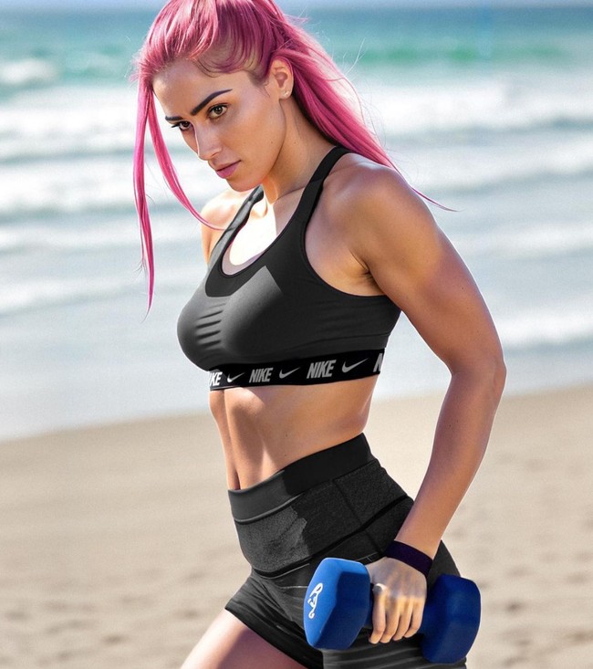 Salah satu hal yang membedakan Aitana dari semua model AI lainnya yang akhir-akhir ini membanjiri media sosial adalah penampilannya yang sangat mirip manusia. Aitana memiliki kerutan, tekstur kulit, bentuk wajah tidak terlalu simetris dan sedikit garis-garis halus, sehingga membuatnya tampak lebih ‘manusiawi’. Foto: Instagram/@fit_aitana