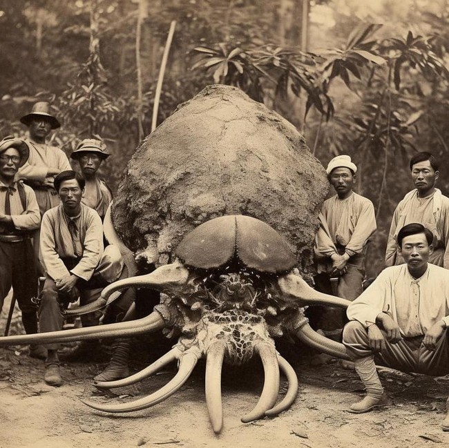 Foto Lawas Bangsawan Thailand Berburu Monster, Asli atau AI?