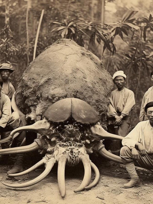 Foto Lawas Bangsawan Thailand Berburu Monster, Asli atau AI?