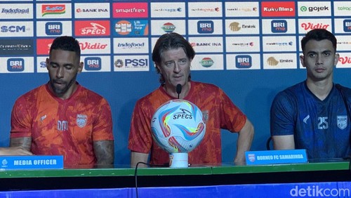 Konferensi pers Borneo FC di Gianyar, Sabtu (11/11/2023). (Siti Mu’amalah)