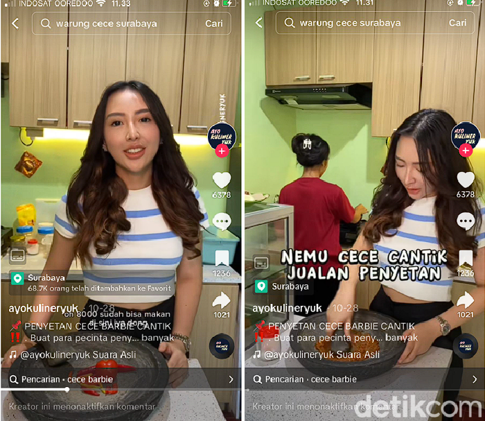 Cece Donna yang jualan penyetan di Surabaya