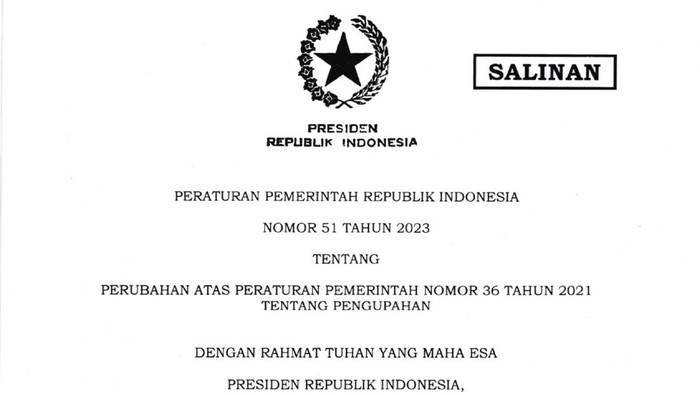 PP Nomor 51 Tahun 2023 Tentang Pengupahan