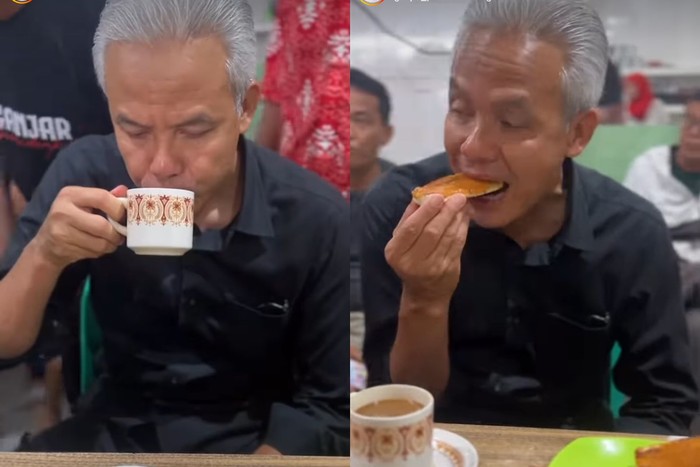Ganjar Pranowo menikmati kopi di Kedai Chong Bie