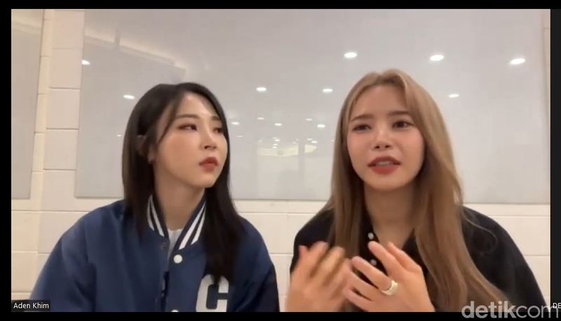 MAMAMOO+ (kiri-kanan: Moonbyul-Solar) saat wawancara eksklusif via Zoom dengan detikcom untuk konser MAMAMOO+ 1ST FAN CONCERT [TWO RABBITS CODE] - ASIA TOUR in JAKARTA yang akan digelar 18 November 2023 di Sutera Hall, mal Alam Sutera.