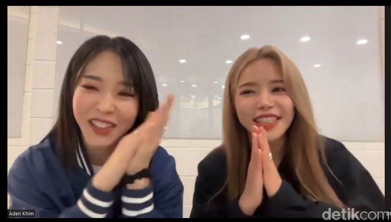 MAMAMOO+ (kiri-kanan: Moonbyul-Solar) saat wawancara eksklusif via Zoom dengan detikcom untuk konser MAMAMOO+ 1ST FAN CONCERT [TWO RABBITS CODE] - ASIA TOUR in JAKARTA yang akan digelar 18 November 2023 di Sutera Hall, mal Alam Sutera.