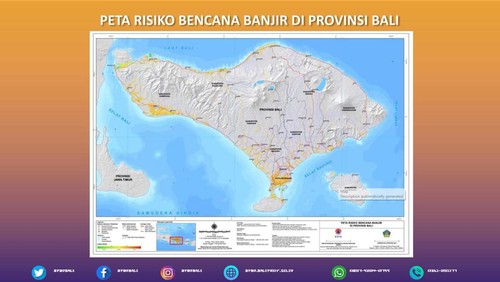 Peta risiko bencana banjir di Provinsi Bali. (Ilustrasi: BPBD Provinsi Bali)