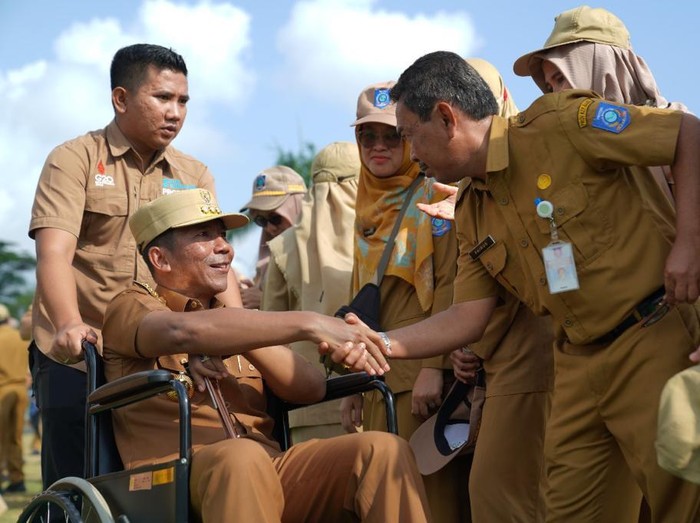 Pj Gubernur Babel Suganda Pandapotan Pasaribu saat pamitan dengan ASN