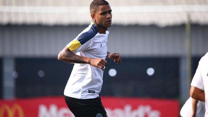 Bomber baru PSIM Jogja asal Brasil, Augusto Neto ketika menjalani sesi latihan Kamis (9/11/2023).