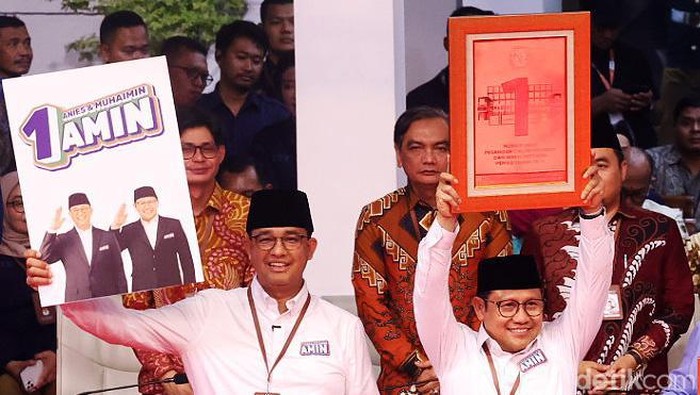 Komisi Pemilihan Umum RI melakukan pengundian nomor urut peserta Pilpres 2024, Selasa (14/11/2023). Anies-Imin mendapat nomor urut 1.