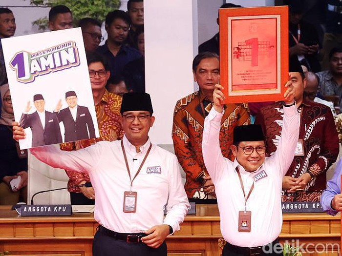 Komisi Pemilihan Umum RI melakukan pengundian nomor urut peserta Pilpres 2024, Selasa (14/11/2023). Anies-Imin mendapat nomor urut 1.