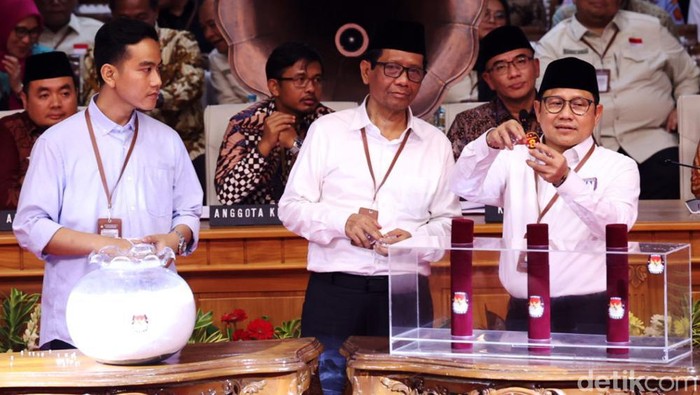 Komisi Pemilihan Umum RI melakukan pengundian nomor urut peserta Pilpres 2024, Selasa (14/11/2023). Anies-Imin mendapat nomor urut 1.