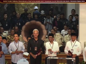 Nomor Urut Pilpres 2024: Anies-Cak Imin 1, Prabowo-Gibran 2, Ganjar-Mahfud 3