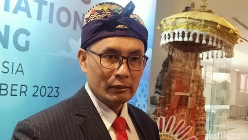 Direktur Jenderal Perhubungan Laut Kemenhub RI Antoni Arif Priadi saat ditemui dalam acara 47th ASEAN Ports Association (APA) Meeting di Badung, Bali pada Selasa (14/11/2023). (Ni Made Lastri Karsiani Putri-detikBali)