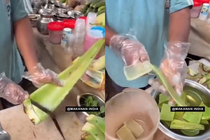 penjual jus unik pakai lidah buaya