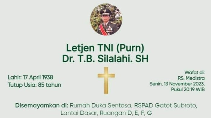 Letjen (Purn) TB Silalahi meninggal dunia