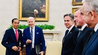 Momen Jokowi Disambut Biden Di Gedung Putih Lalu Berbincang Di Oval Office