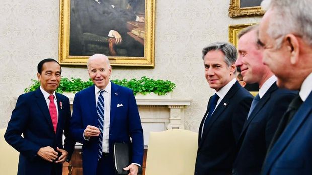 Presiden Joko Widodo (Jokowi) bertemu dengan Presiden Amerika Serikat (AS) Joe Biden di Gedung Putih, Washington DC, Amerika Serikat (Foto: Laily Rachev - Biro Pers Sekretariat Presiden)